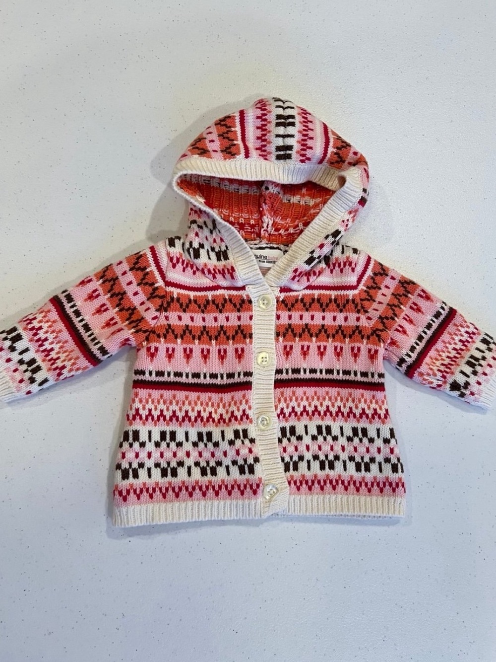 OshKosh B'gosh Hooded Cardigan in Pink & Cream